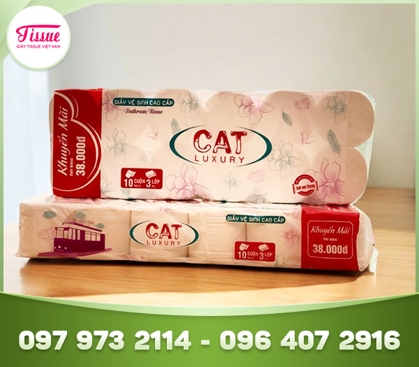 Giấy vệ sinh không lõi Cat Luxury 3 lớp, 10 cuộn KM 2 cuộn